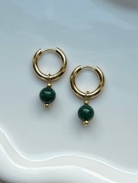 Malachite Huggies Gold/Stainless Steel
