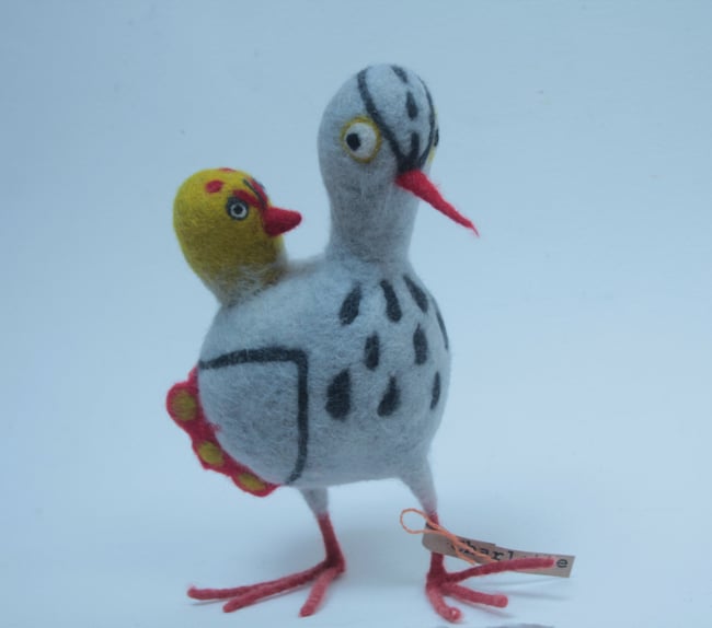 Charlotte, quirky bird felt sculpture