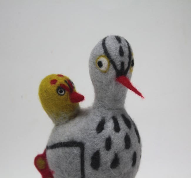 Charlotte, quirky bird felt sculpture