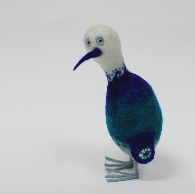 Stormie, felt quirky bird sculpture