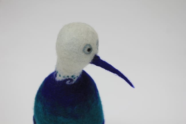 Stormie, felt quirky bird sculpture