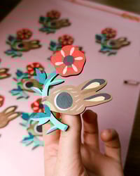 Image 4 of Wooden Pin Poppy Rabbit