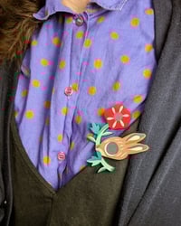 Image 3 of Wooden Pin Poppy Rabbit