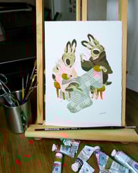 Image 1 of Rabbit Friends Original Gouache Painting