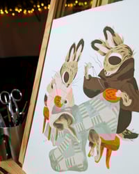 Image 2 of Rabbit Friends Original Gouache Painting