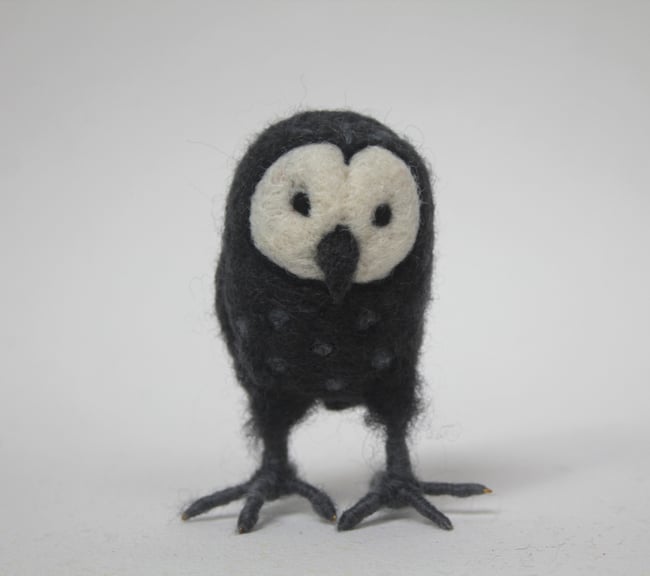 Owl, needle felted bird sculpture