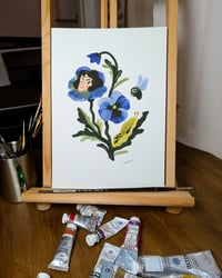 Image 1 of Pansy Gouache Painting