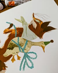 Image 2 of Fox & Goose Gouache Painting