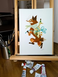 Image 3 of Fox & Goose Gouache Painting