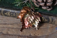 Image 4 of Vera foglia di tiglio della Mongolia elettroformata in rame con patina autunnale 