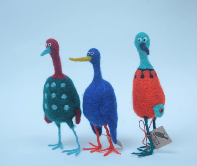Needle felted quirky bird sculpture