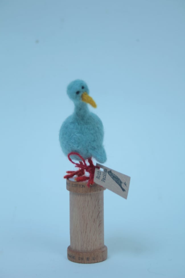 Miniature needle felted blue bird