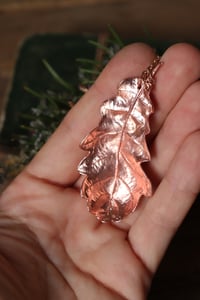 Image 2 of Vera foglia di quercia elettroformata in rame con finitura lucida