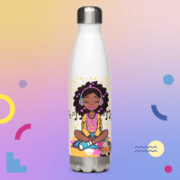 Image 1 of Little Girl Listening to Music Stainless Steel Bottle