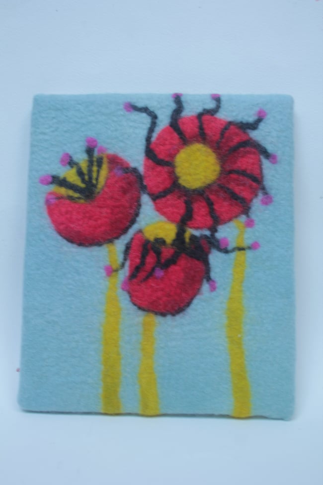 Flowers, felted picture