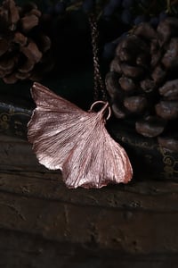 Image 4 of Vera foglia di ginkgo biloba elettroformata in rame lucido 2
