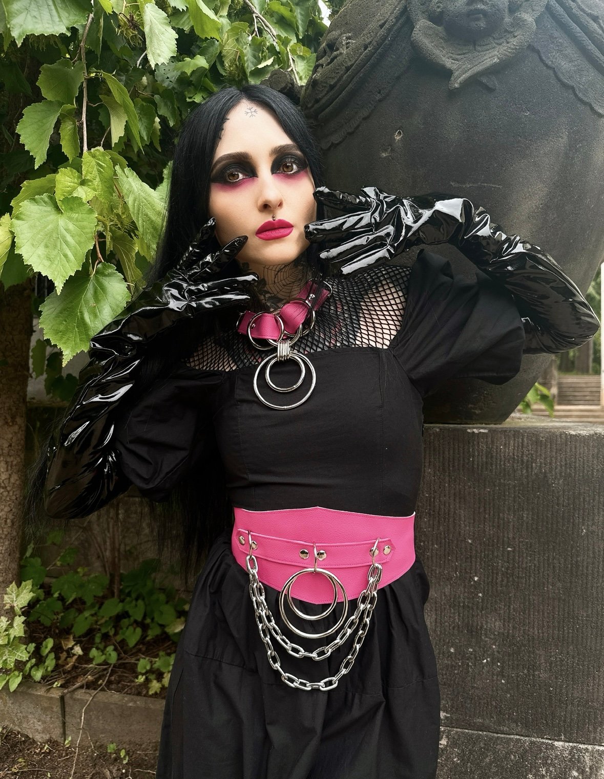 Double ring double chain cincher Barbie Pink