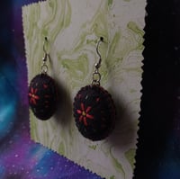 Image 2 of Semi-mystical red flower earrings 