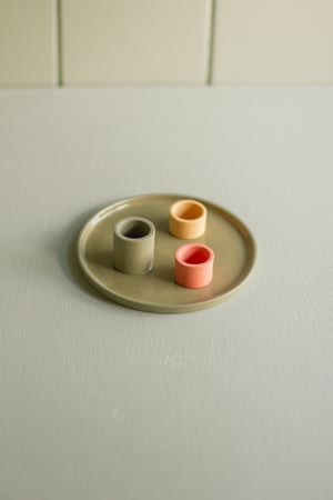 Image of candleholder plate  green-paprika-ochre