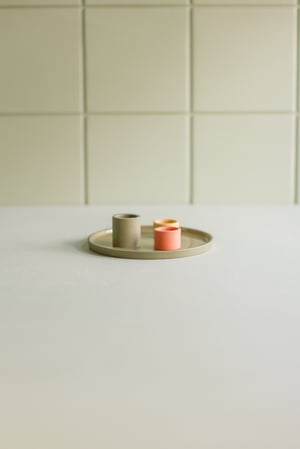 Image of candleholder plate  green-paprika-ochre