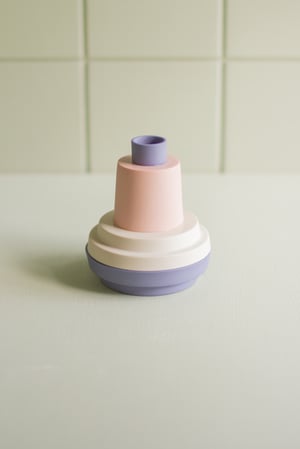 Image of candleholder blue-white-salmon pink