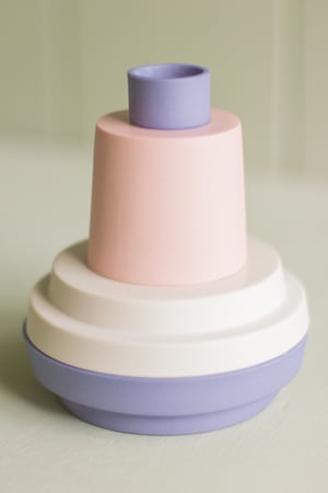 Image of candleholder blue-white-salmon pink