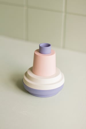 Image of candleholder blue-white-salmon pink