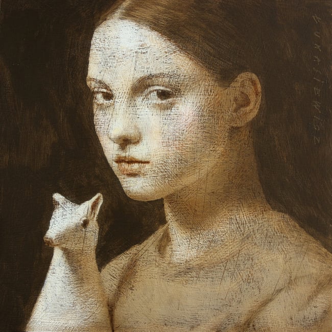 Woman With Her Pet  V 