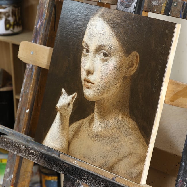 Woman With Her Pet  V 