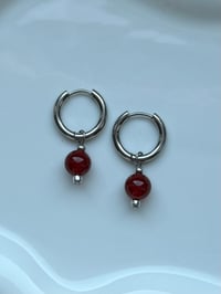Image 2 of Carnelian Huggies Gold/Stainless Steel
