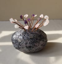 Image 4 of Handmade Paper Mache Sculpture with Amethyst & Rose Quartz | Crystal Home Decor