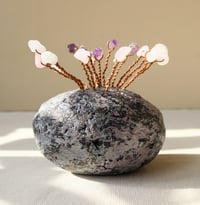 Image 6 of Handmade Paper Mache Sculpture with Amethyst & Rose Quartz | Crystal Home Decor