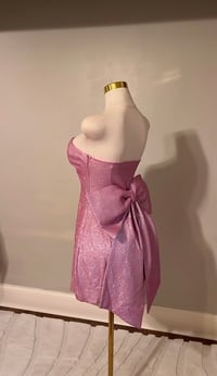 Image 2 of Athena bow mini dress (Hot pink)