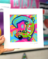 Image 1 of "sticky Finters" Day Gecko Illustration Print