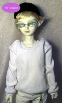 Image 1 of Handmade white ribbed sweatshirt for soulkid, 1/4 bjd doll