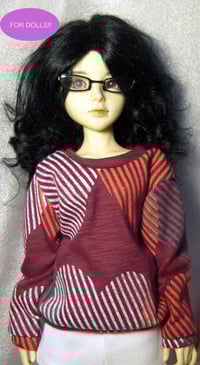 Image 1 of Handmade magenta print sweatshirt for soulkid, 1/4 bjd doll