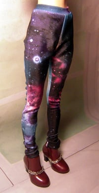 Image 3 of Handmade galaxy print leggings for MINIFEE, slim 1/4 bjd doll