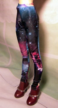 Image 4 of Handmade galaxy print leggings for MINIFEE, slim 1/4 bjd doll