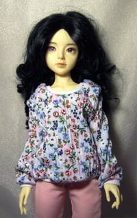 Image 2 of Handmade blue floral sweatshirt for soulkid, 1/4 bjd doll