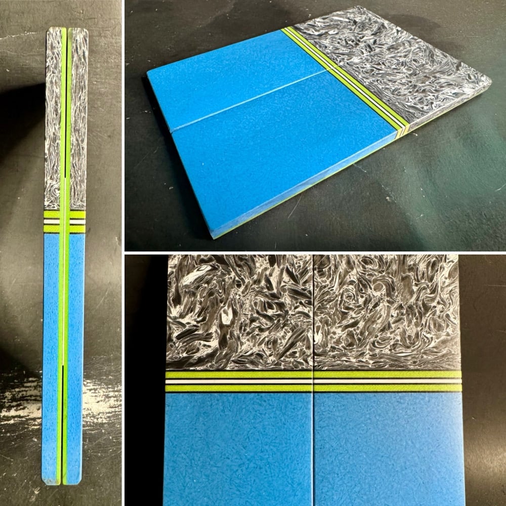 Image of Fat Carbon & Blue Glass Segmented Knife Scales