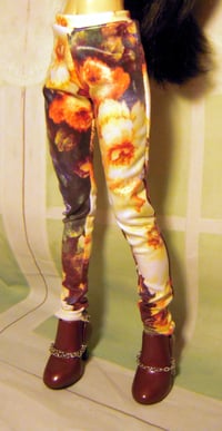 Image 3 of Handmade vintage floral leggings for MINIFEE, slim 1/4 bjd doll