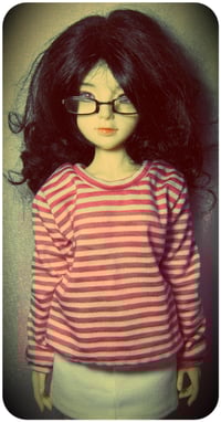 Image 3 of Handmade hot pink and white striped sweatshirt for soulkid, 1/4 bjd doll