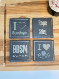 Image 3 of Custom Slate Coaster Set - BDSM kinky Decor Accent