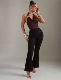 Image 3 of SKYNLYDRESS - Top débardeur femme col drapé sans manches, couleur unie, été