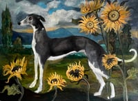 Image 1 of Dog & Sunflowers