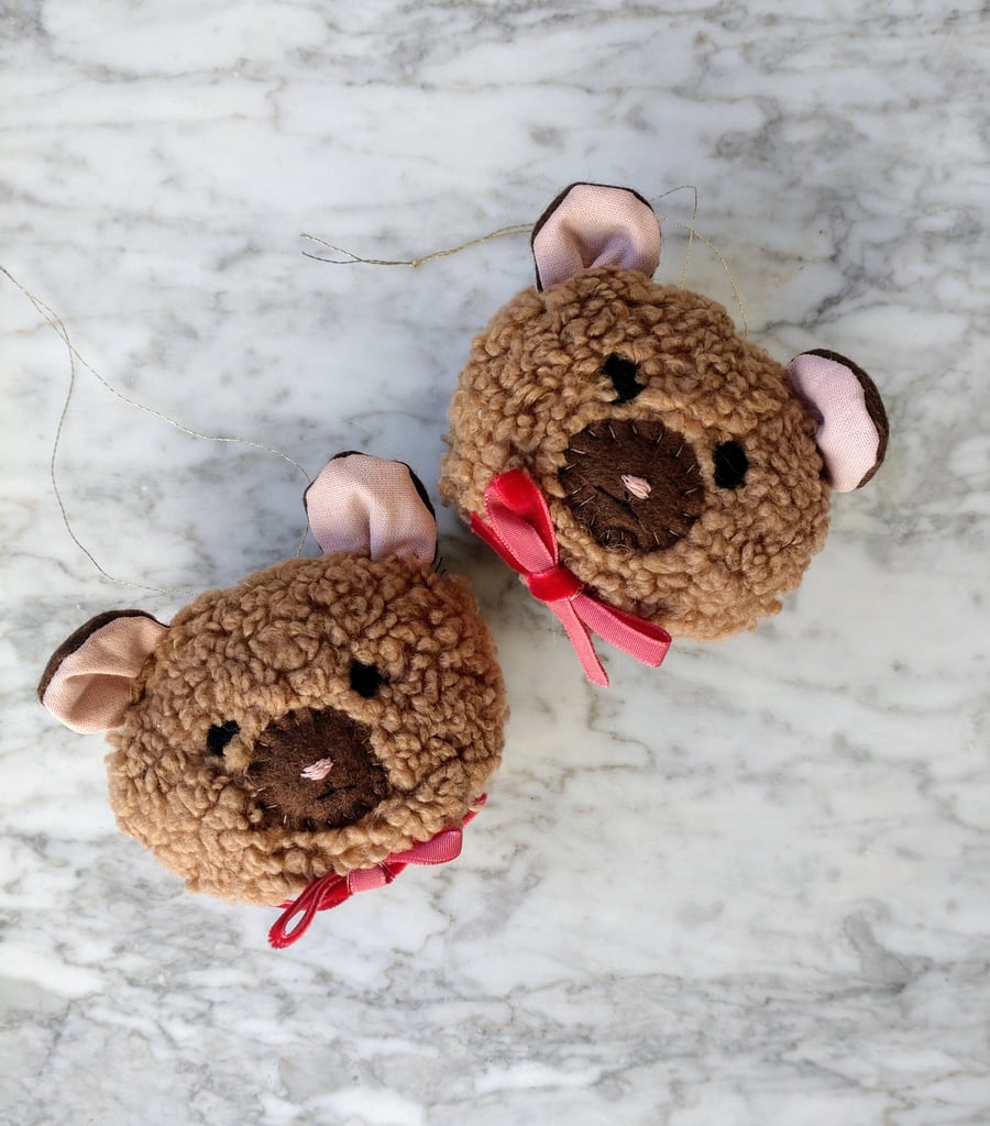 Image of Fuzzy bear ornament 