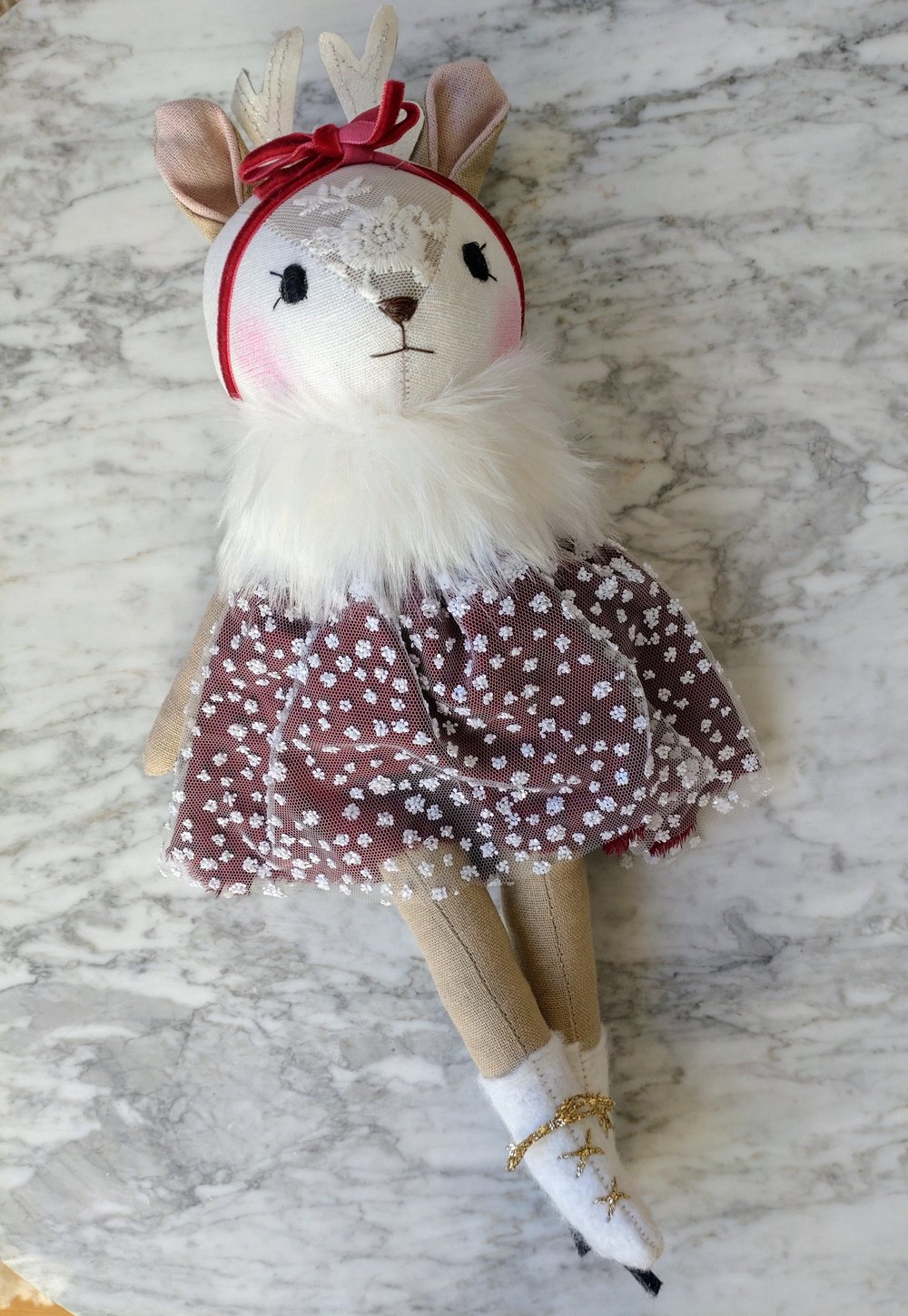 Image of Holiday deer doll in sparkly dress