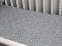 Image 1 of Fitted Crib Sheet Blue and White Chinoiserie Cotton