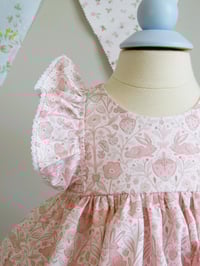 Image 4 of Baby Girl Dress Set Strawberry and Bunny Toile in Perfect Pink, Precious