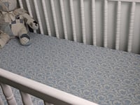 Image 4 of Fitted Crib Sheet Blue and White Chinoiserie Cotton